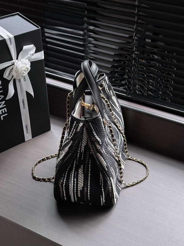 CC 26S Small Shopping Bag Striped Canvas
