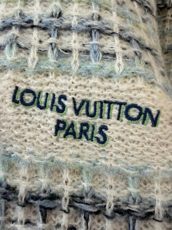 LV 26S Signature Pullover Checkered Jacquard Knit Light Grey Wool 433556