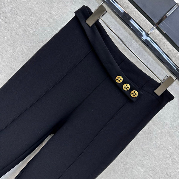 LV 26S Gold Button Flared Trousers Polyester 434027