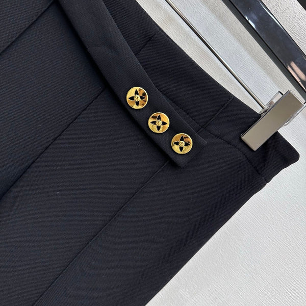 LV 26S Gold Button Flared Trousers Polyester 434027