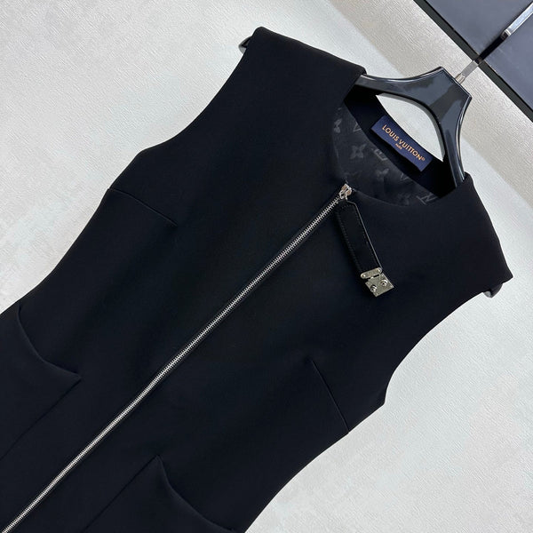 LV 26S S-Lock Zip-Up Sleeveless Dress Black Polyester