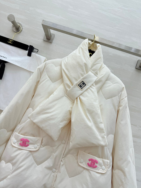 CC 26S Reversible Quilted Down Cotton Jacket Scarf Collar 435327