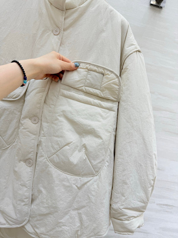 CC 26S Quilted Jacket CC Logo Patch Pockets Cream 435324