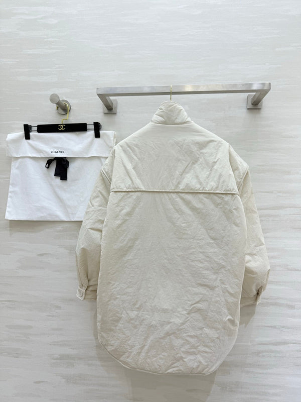 CC 26S Quilted Jacket CC Logo Patch Pockets Cream 435324