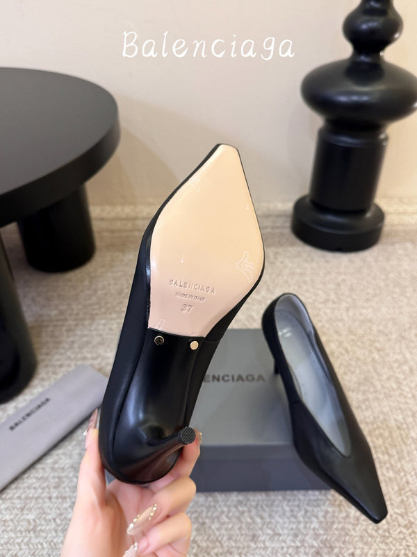 BLC Square Toe High Heels In Cowhide Leather 151383