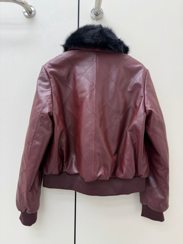 CC 26S Logo Hardware Fur Collar Jacket Lambskin 435086