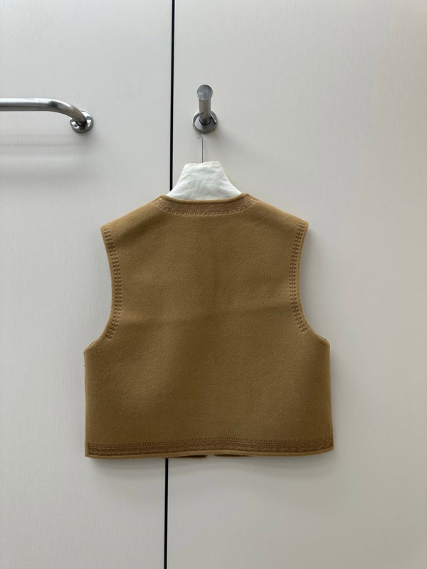 HM 26S Sleeveless Vest Round Neck Embroidery Wool Cashmere 435160