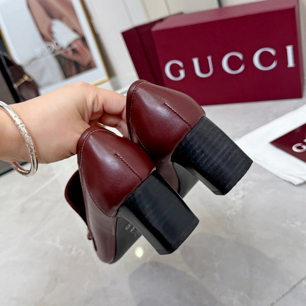 GG 26S Horsebit Loafers 6cm Block Heel Leather 157232