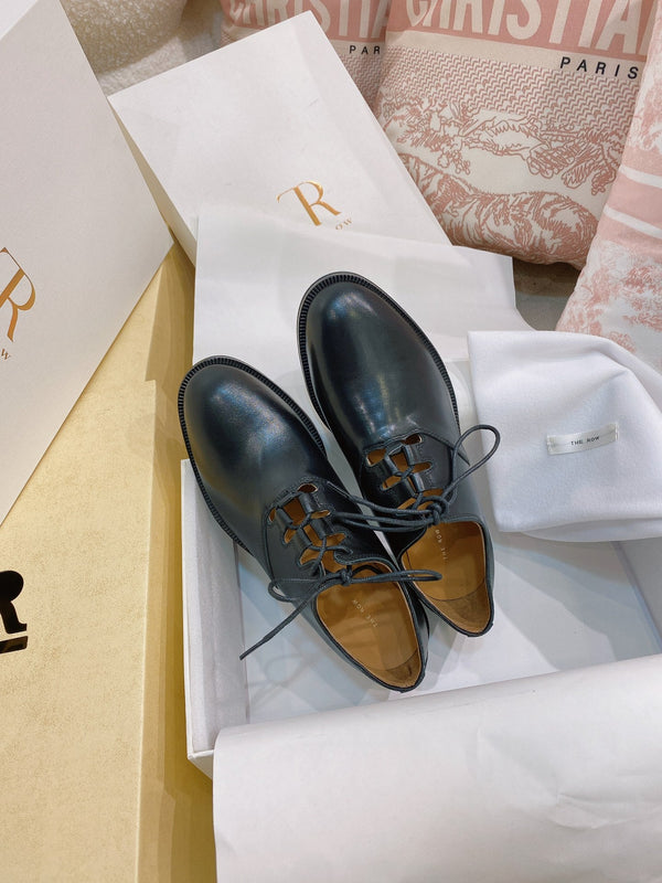 TR 26S Grant Ghillie Lace-Up Loafers Almond-Toe Leather 156143