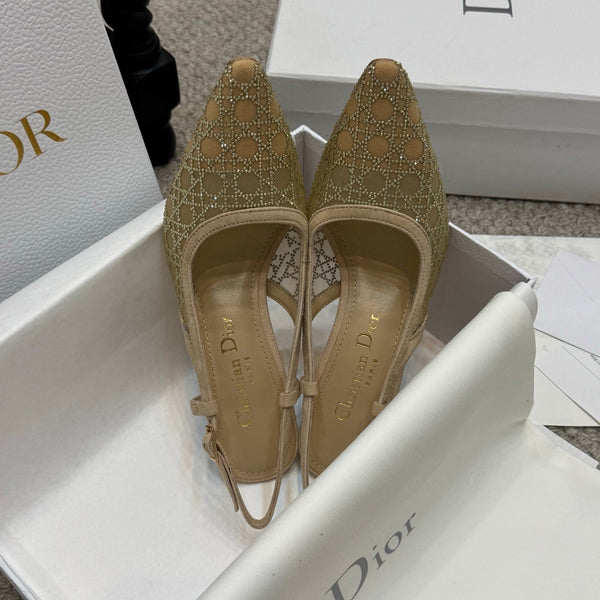 CD Rhinestone 10cm Slingback Sandals Mesh 157559