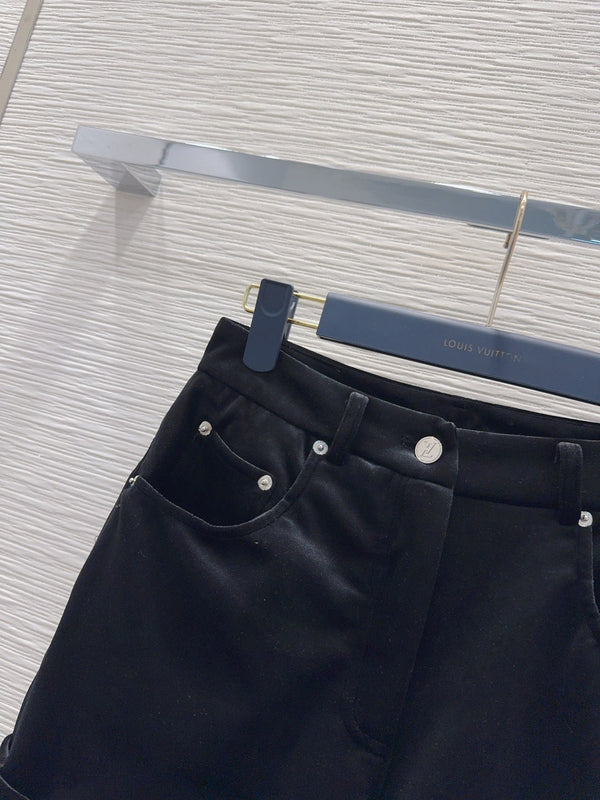 LV 26FW Velvet Shorts Vintage Casual Polyester 436415