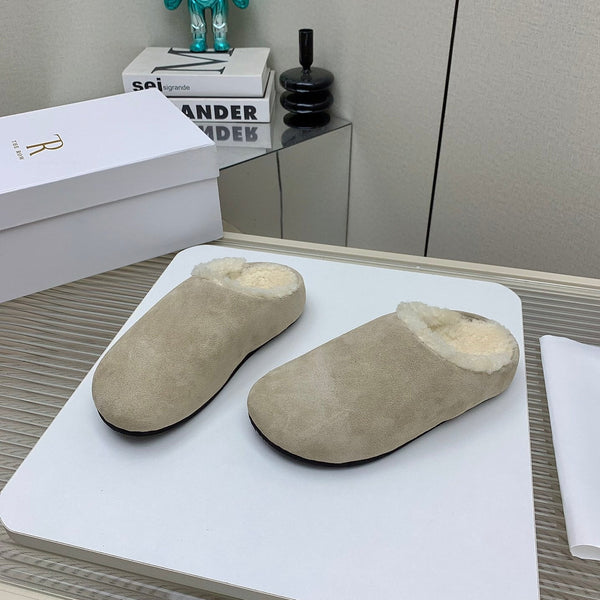 The Row 2026 Birkenstock Slippers Cow Suede Shearling 159435