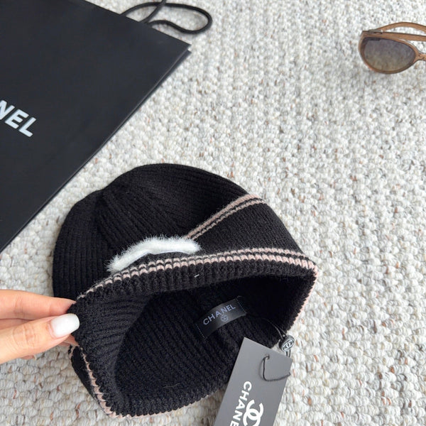 CC 26FW Ribbed Knit Beanie Double C Logo 517951