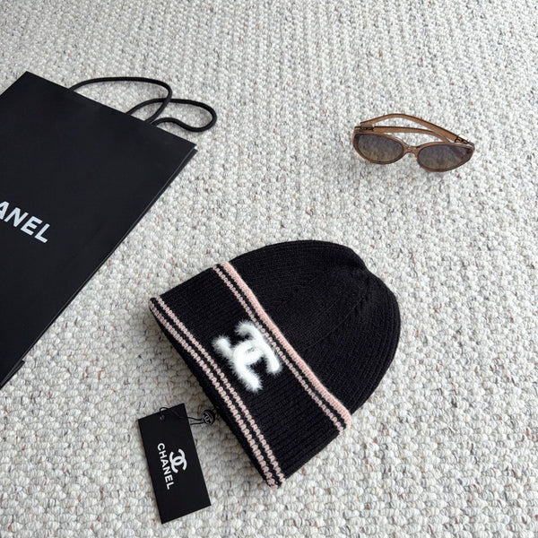 CC 26FW Ribbed Knit Beanie Double C Logo 517951