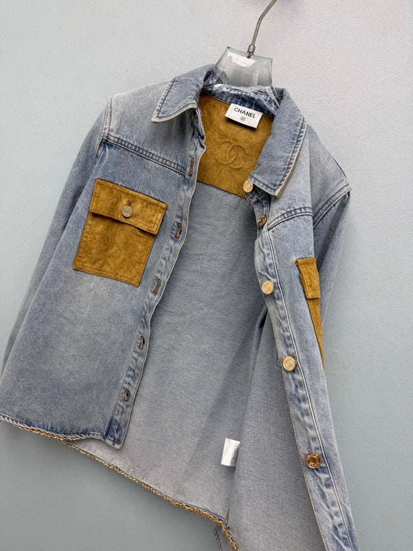 CC 26FW Denim Shirt Jacket -Trimmed Light Blue Cotton 274256