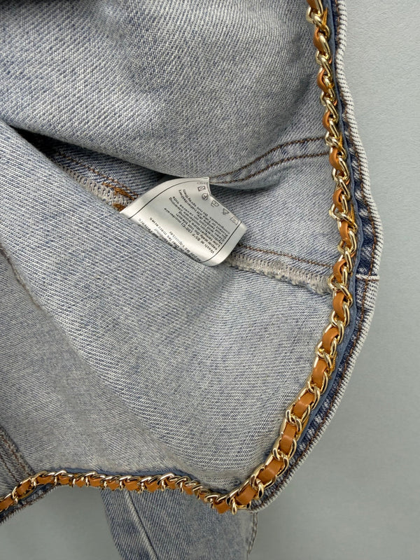 CC 26FW Denim Jacket Contrast Suede Collar Pockets Light Blue Cotton 274265