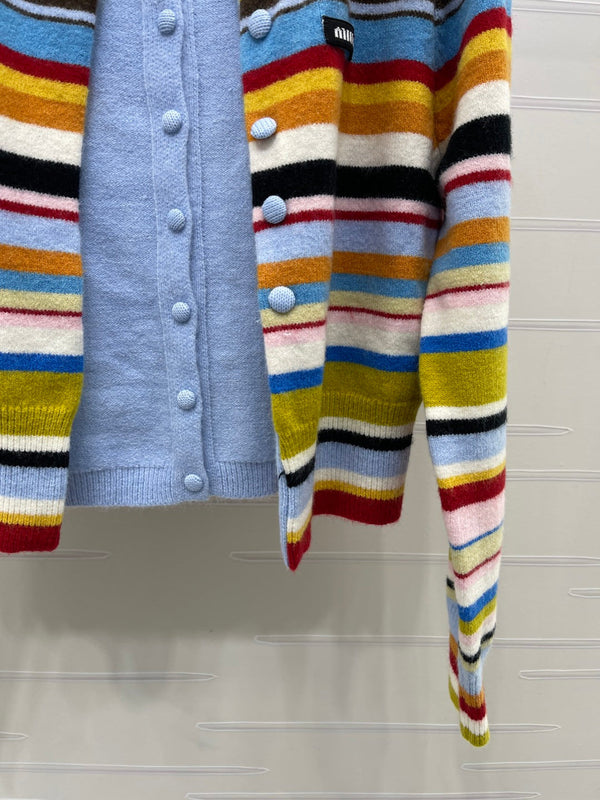 Miu 26FW Striped Knit Cardigan Multicolor Multicolor 439913