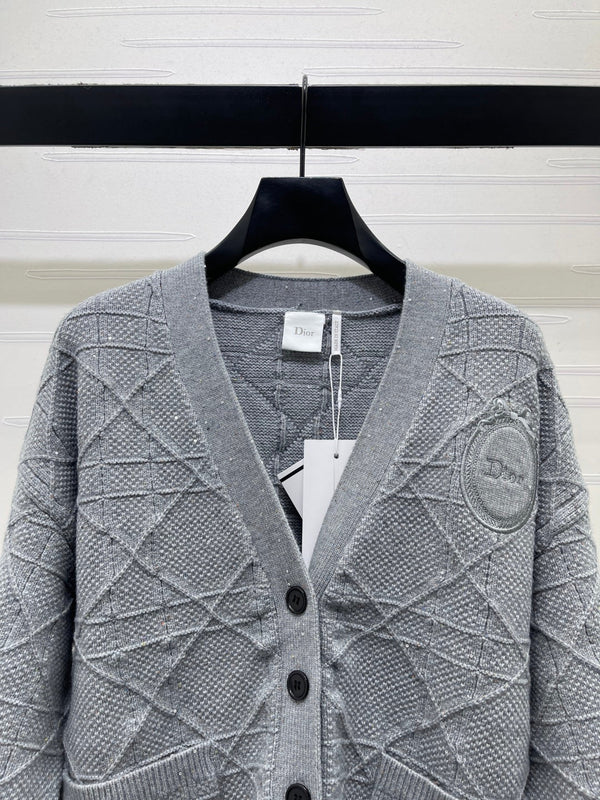 CD 26FW Diamond-Pattern Knit Cardigan Wool 439848