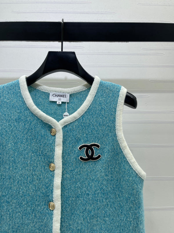 CC 26FW Style Sleeveless Vest Turquoise Wool 439481