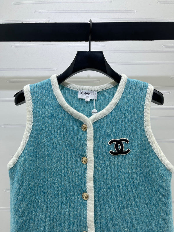 CC 26FW Style Sleeveless Vest Turquoise Wool 439481