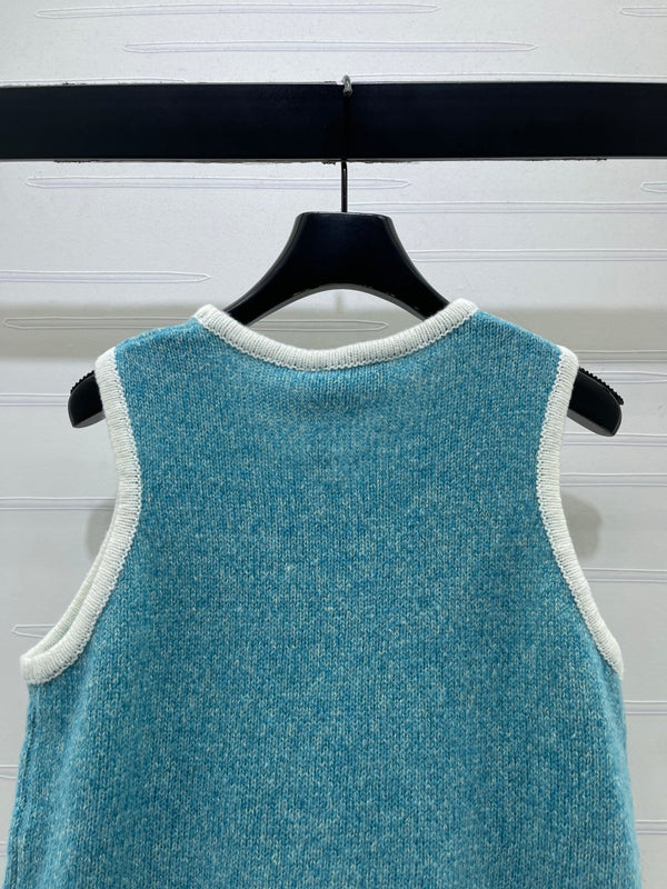 CC 26FW Style Sleeveless Vest Turquoise Wool 439481