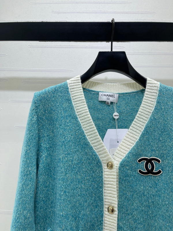 CC 26FW V-Neck Knit Cardigan Turquoise Wool 439837