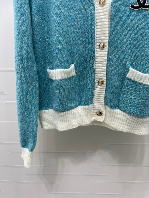 CC 26FW V-Neck Knit Cardigan Turquoise Wool 439837