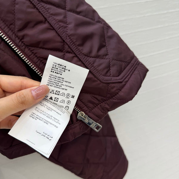 Prad 26FW Diamond-Quilted Cropped Jacket Corduroy Collar Polyester 440516