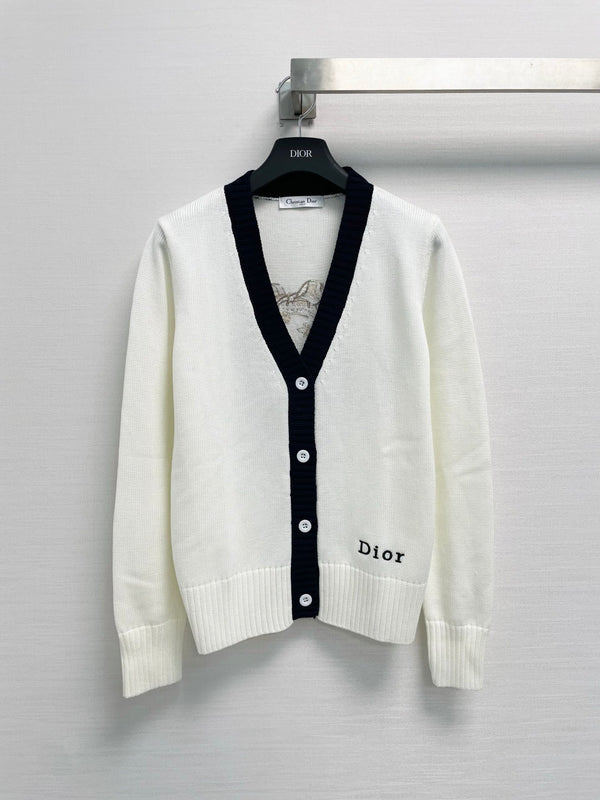 CD 26FW V-Neck Logo-Embroidered Knit Cardigan Wool 440379