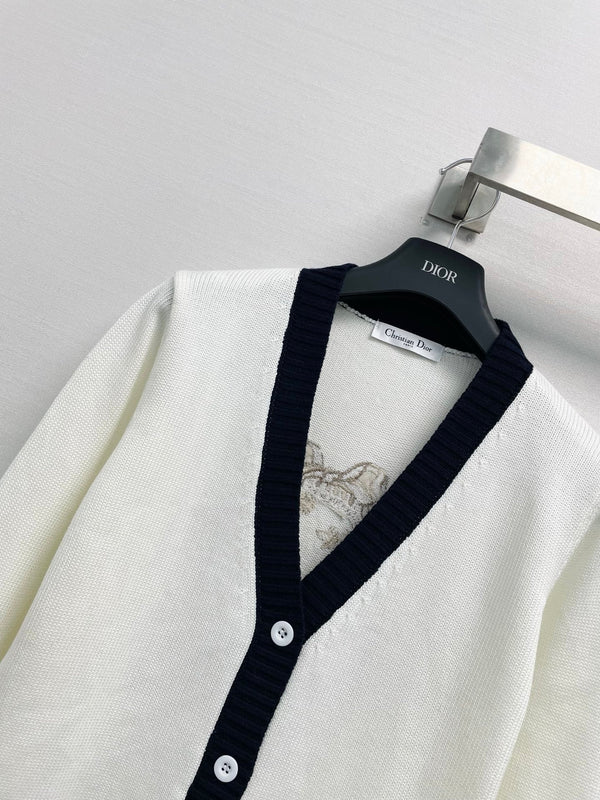 CD 26FW V-Neck Logo-Embroidered Knit Cardigan Wool 440379