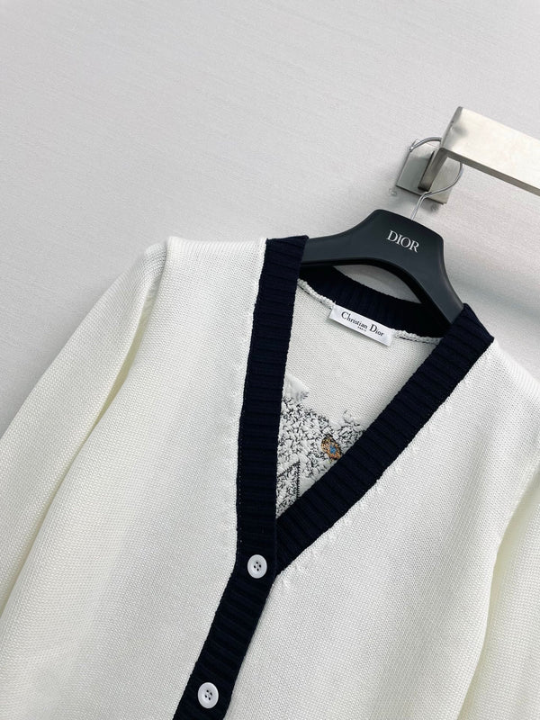 CD 26FW V-Neck Logo-Embroidered Knit Cardigan Wool 440377