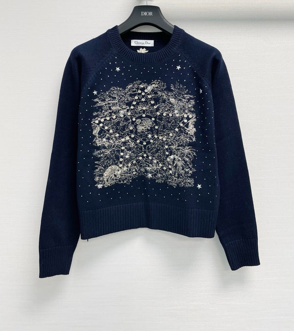 CD 26FW Star-Embroidered Celestial Motif Sweater Wool 440352