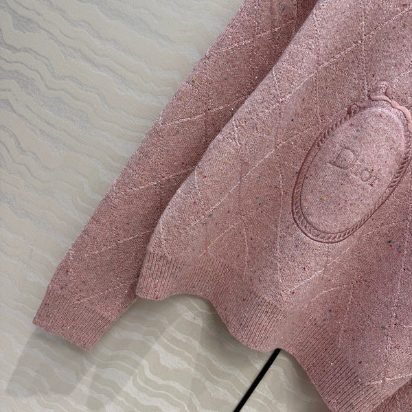 CD 26FW Médaillon Embroidered Cannage Jacquard Sweater Pink Polyester 441046