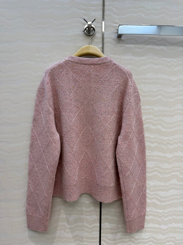 CD 26FW Médaillon Embroidered Cannage Jacquard Sweater Pink Polyester 441046
