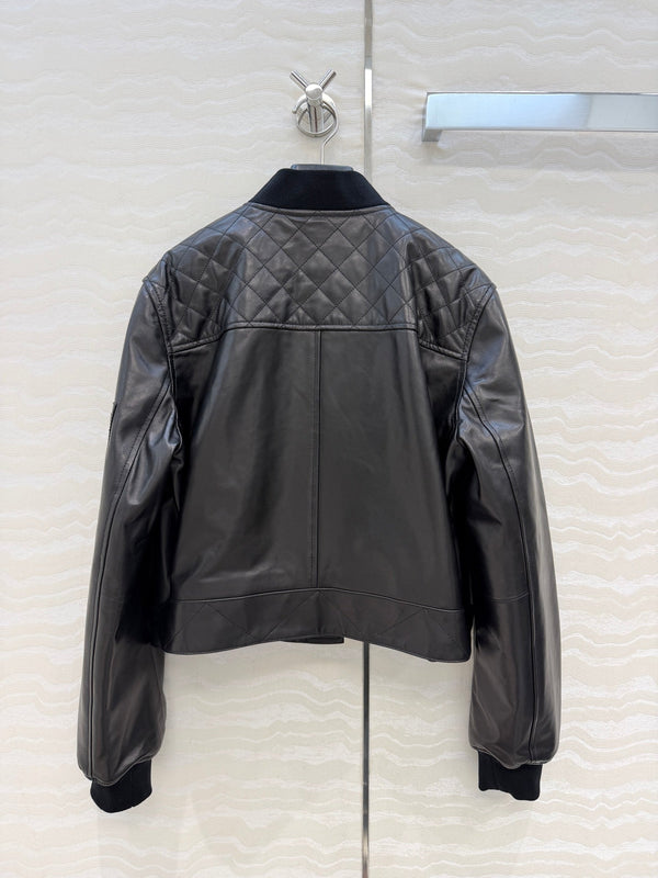 HM 25FW Quilted-Yoke Leather Bomber Jacket Black Sheepskin 440935