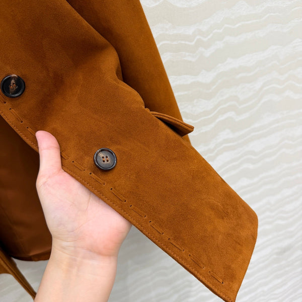 Miu 26S Lapel Leather Jacket Vintage Brown Suede 440900