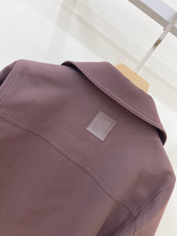 LW 26FW Cropped Notched-Collar Jacket Double Chest Pockets Logo Buttons Polyester 443242