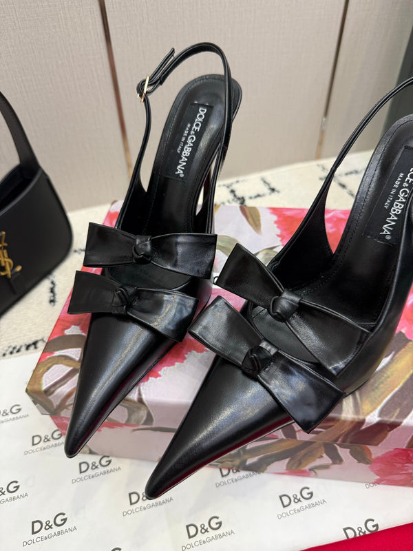 DG Double-Bow Slingback Pumps 10cm Leather 179863