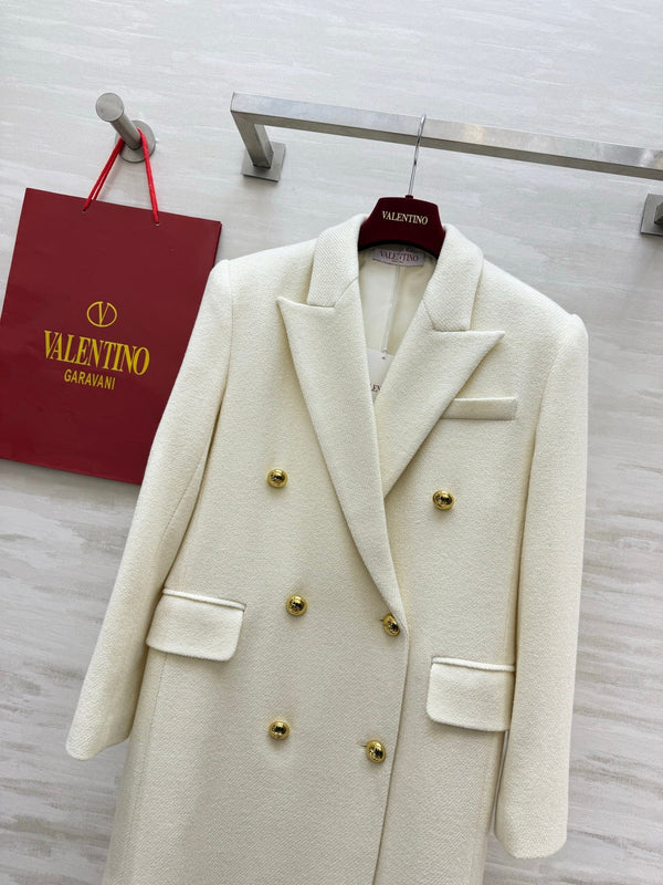 VLTN 26FW Double-Breasted Long Wool Coat Gold Buttons Wool 449852