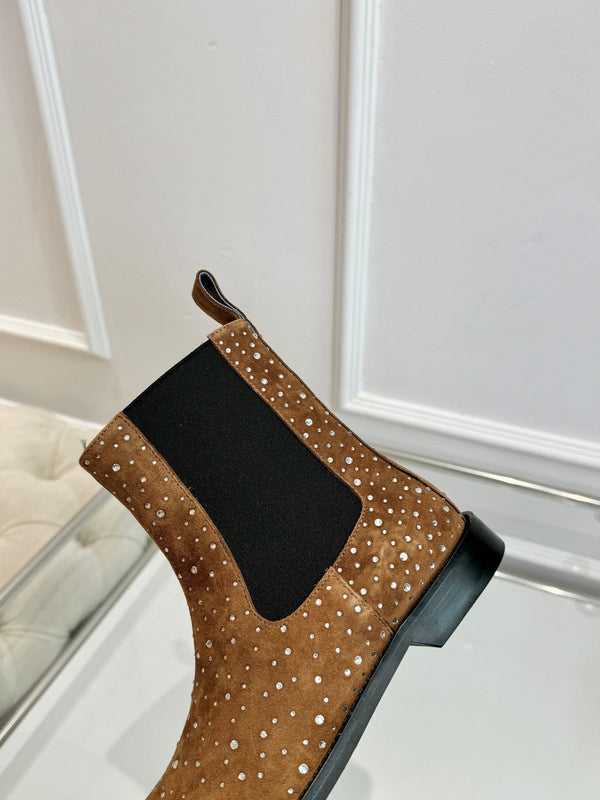 LW 26FW Rhinestone Boots Suede Leather 122748