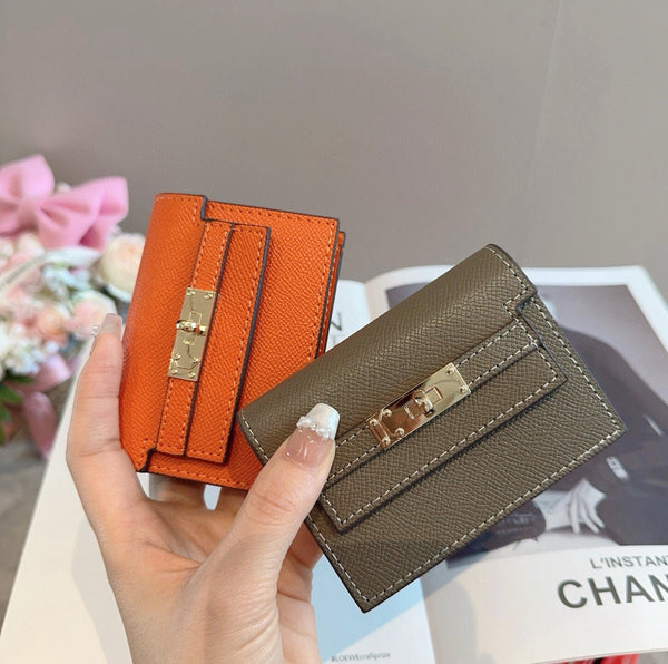 HM 26FW Wallet Kelly Card Holder Cowhide Leather 564573
