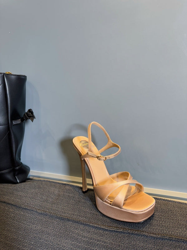YSL 26S Cross-Strap Sandals 150 Mm Satin