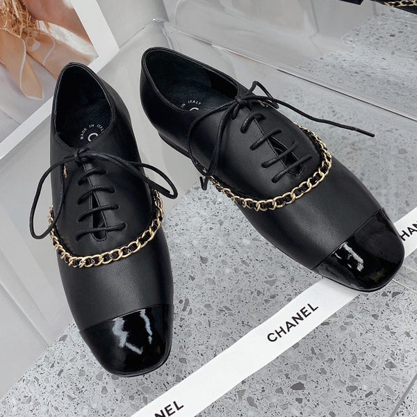 CC 2026 Oxfords Lace Up Loafers Cowhide 162108