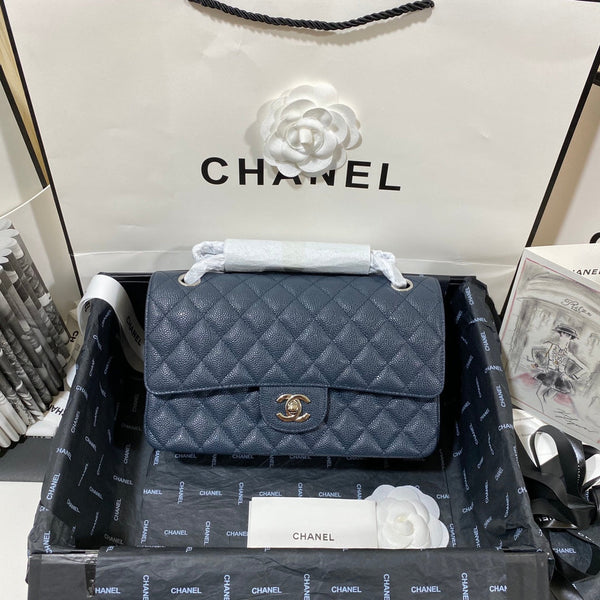 flap bag medium 25 dark blue caviar shw