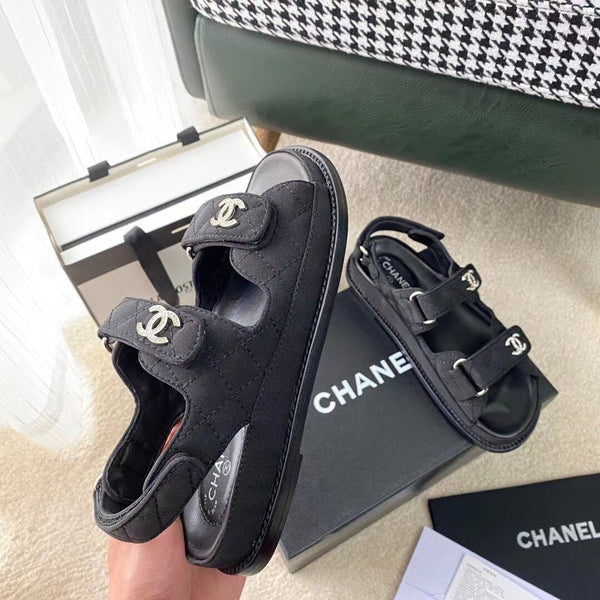 CC 25S Dad Sandal Black Denim Calfskin