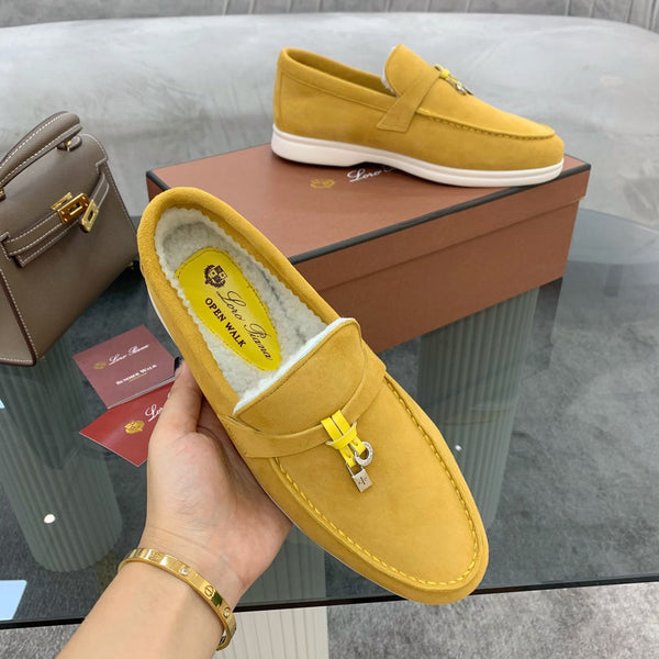 LP 26s Open Walk Loafers 2cm Yellow Suede Shearling SHW 110784