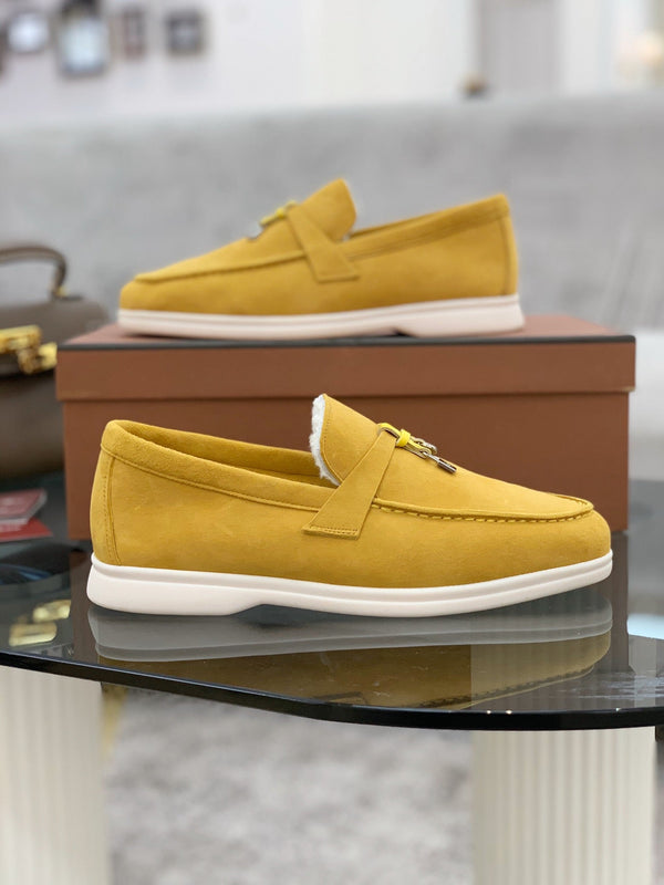 LP 26s Open Walk Loafers 2cm Yellow Suede Shearling SHW 110784