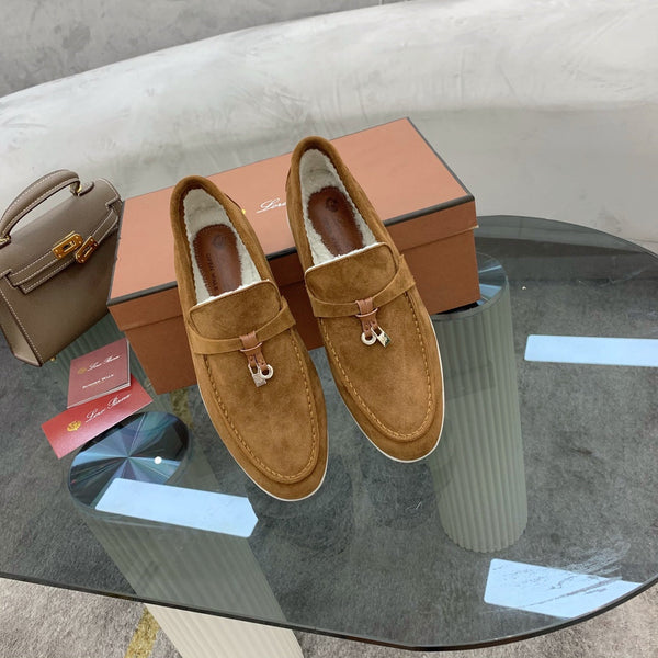 LP 26s Open Walk Loafers 2cm Ochre Suede Shearling SHW 110785