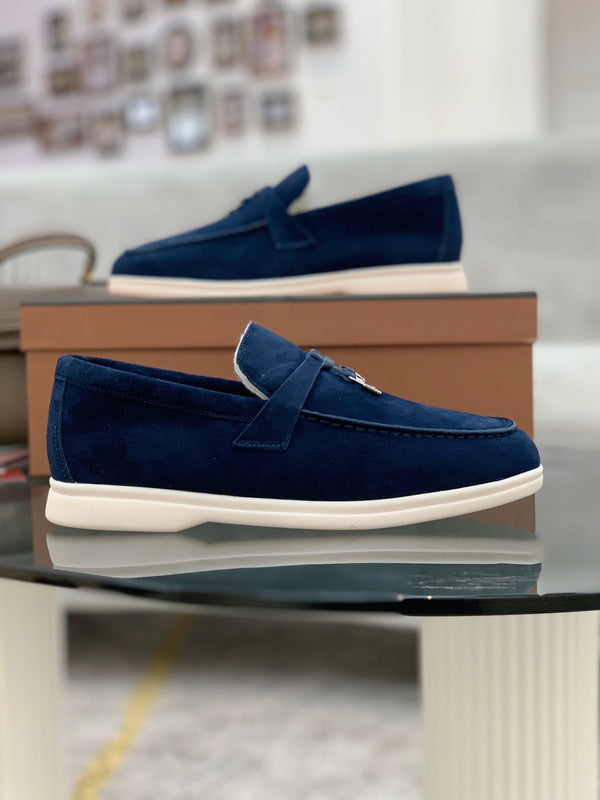 LP 26s Open Walk Loafers 2cm Midnight Blue Suede Shearling SHW 110787