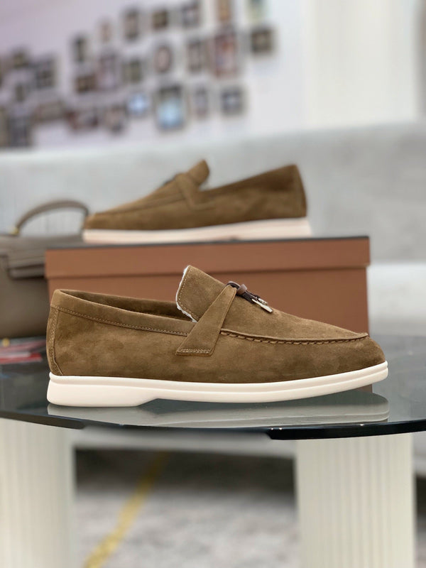 LP 26s Open Walk Loafers 2cm Camel Suede Shearling SHW 110789